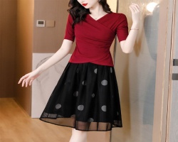 法式波點半身裙