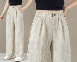 冰麻直筒闊腿褲